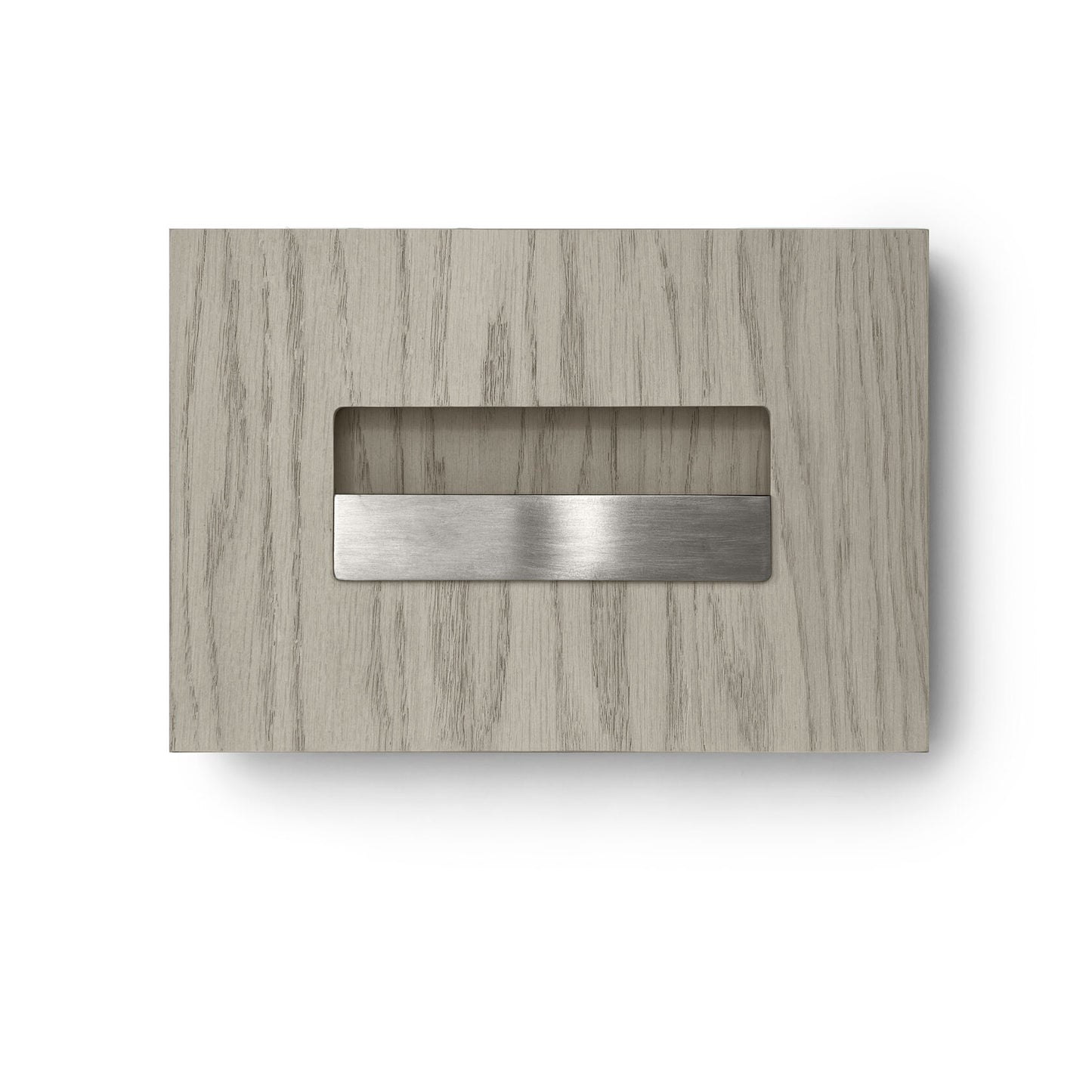 Sample of the facade Dotyk Wood quartz oak. Stainless steel handle