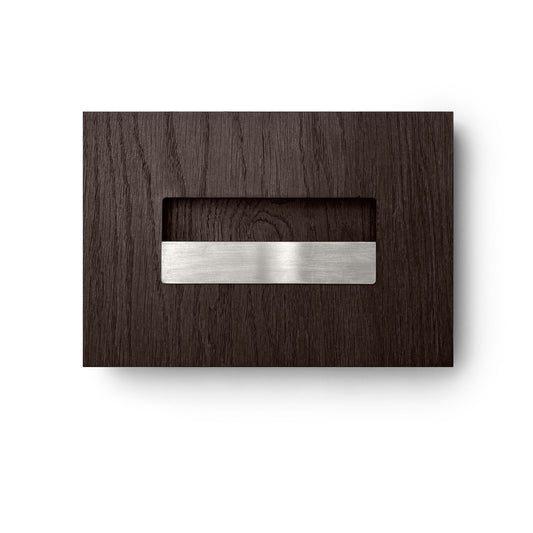 Sample of the facade Dotyk Wood anthracite oak. Stainless steel handle 