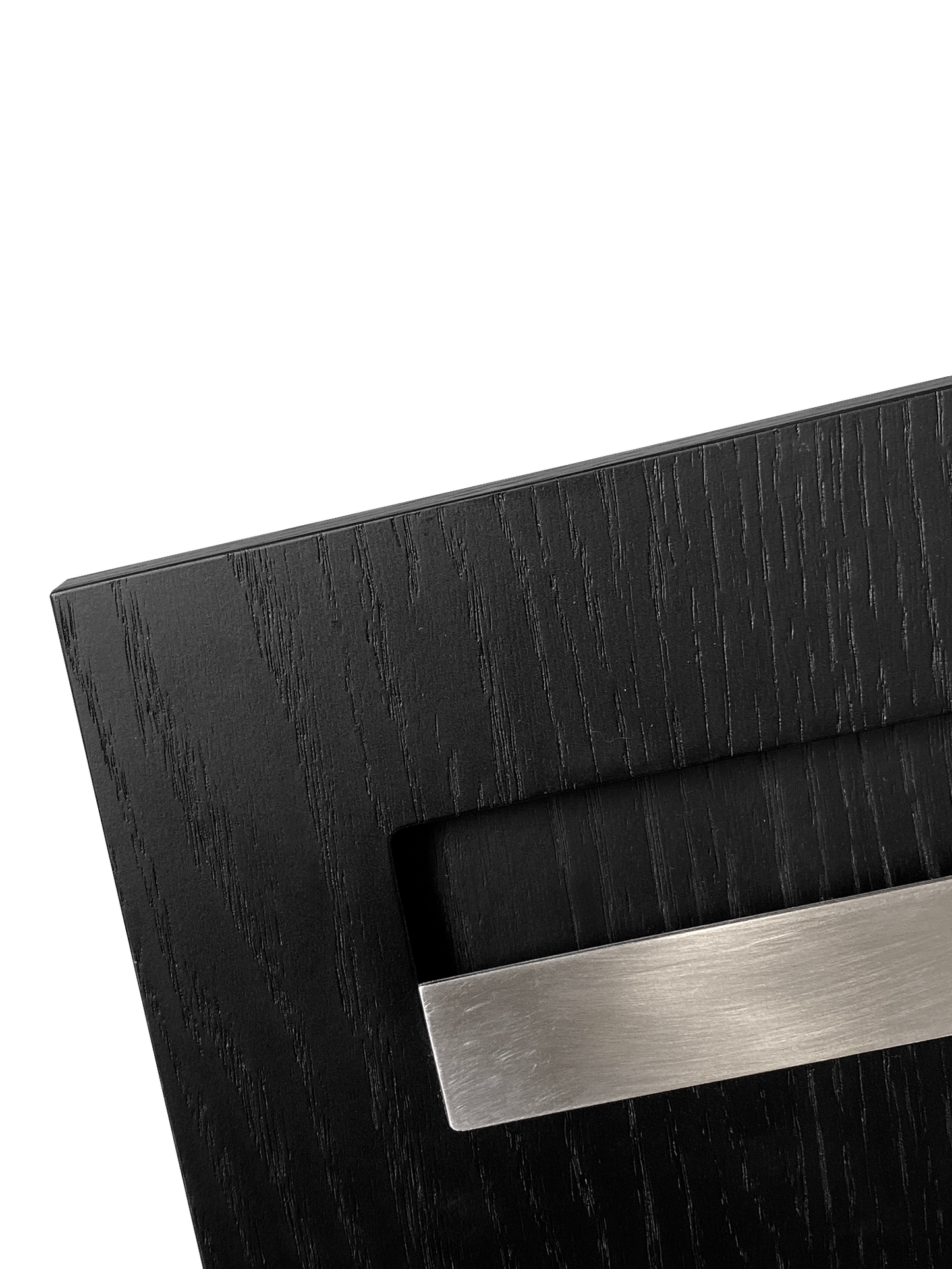 Sample of the facade Dotyk Wood black oak. Stainless steel handle 