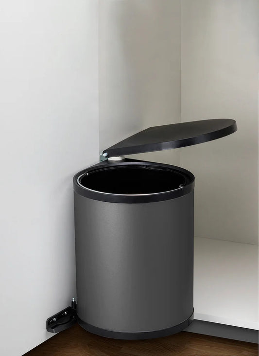 Waste container with swivel lid 